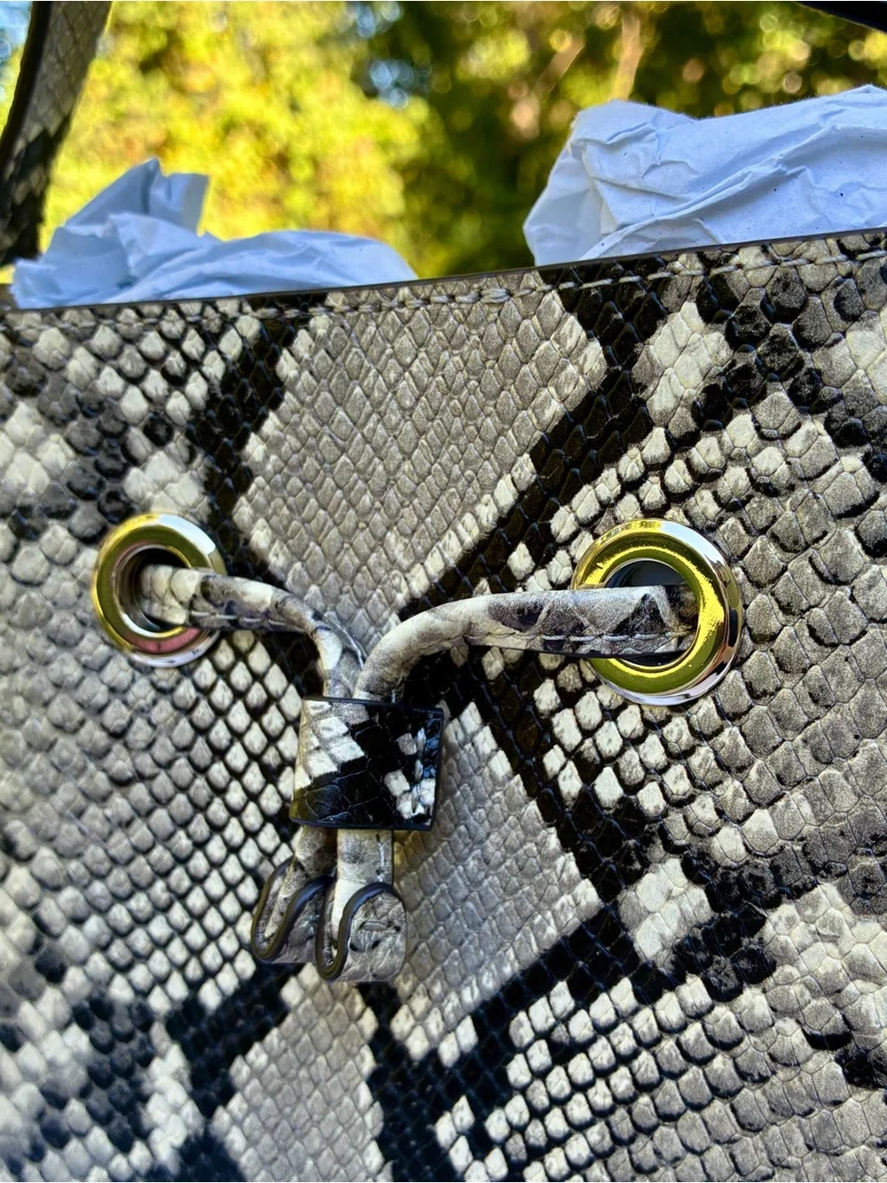 NWOT KATE SPADE EVA EXOTIC SMALL BUCKET BAG & CARD HOLDER - PYTHON